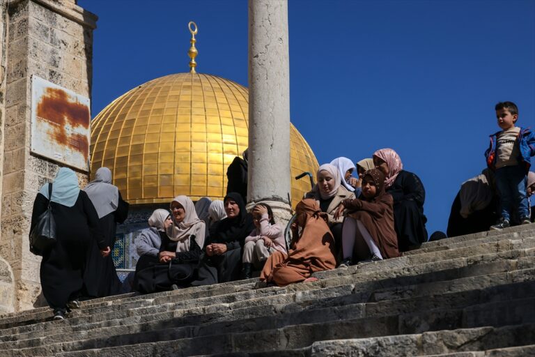 Palestinians perform Friday prayers near Damascus Gate as Israel blocks access to Al-Aqsa